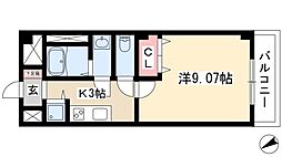 プレストンズ新栄 6階1Kの間取り