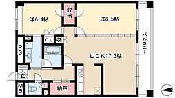 グラン・アベニュー名駅 7階2LDKの間取り