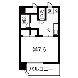 グランルミエール 4階1Kの間取り