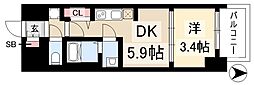 プレサンス　ジェネ　新栄町駅前　葵 9階1DKの間取り