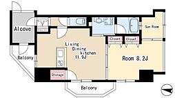 さくらHills　ARAKO 8階1LDKの間取り