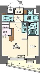 エステシア名駅 10階ワンルームの間取り