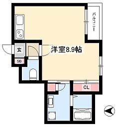 SPACE CUBE HONJIN 2階ワンルームの間取り