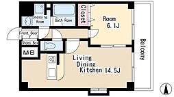 プレサンス久屋大通公園サウス 11階1LDKの間取り