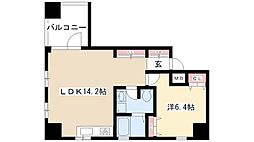 FONTANA 2階1LDKの間取り