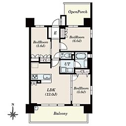 Alivis金山East 6階3LDKの間取り