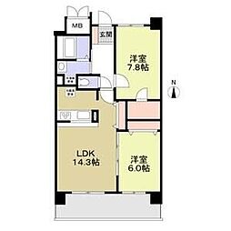 フィール清船 7階2LDKの間取り