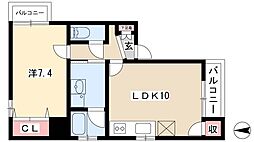 アビタシオン葵 2階1LDKの間取り