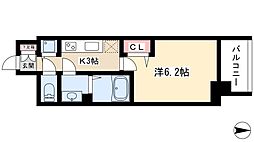 プレサンス丸の内城雅 3階1Kの間取り