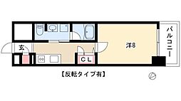 RIDGE大曾根(旧ルクレ大曽根) 4階1Kの間取り