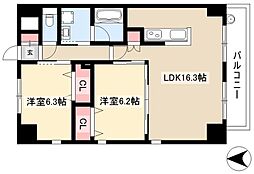 リンパクマンション 3階2LDKの間取り