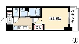 リバーコート砂田橋II 12階1Kの間取り
