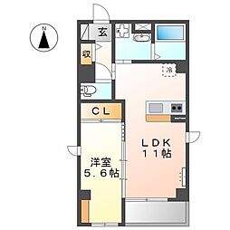 センチュリーハイツ金城 3階1LDKの間取り