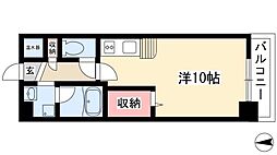 ラ・ミューズ1101 3階ワンルームの間取り