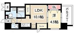 プレミアムコート大須 11階1LDKの間取り