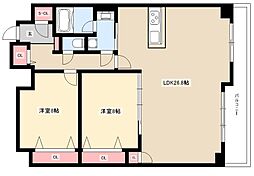 ロイジェント日吉 10階2LDKの間取り