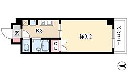 エトワール烏森 3階1Kの間取り