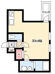 Cherim志賀本通 3階ワンルームの間取り
