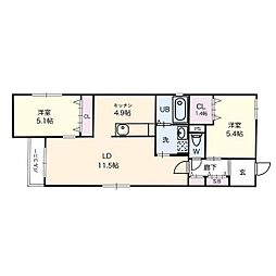 Celenest高岳 3階2LDKの間取り