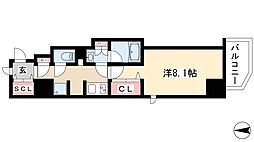 スリーアイランドタワー千種 4階1Kの間取り