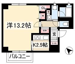 La casa alba due 8階1Kの間取り