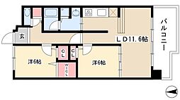 カーサ・ラ・ピラ 3階2LDKの間取り
