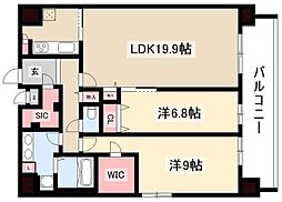 L’ENVOL MEIEKI 8階2LDKの間取り