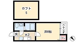 コーポLSR 1階1Kの間取り
