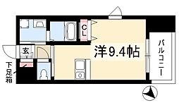 プレサンス鶴舞駅前ブリリアント 3階ワンルームの間取り