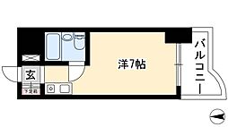 パリーマンション 4階ワンルームの間取り