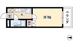 ラッキーキャット 5階1Kの間取り