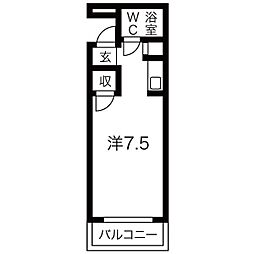 RESIDENCE610 4階ワンルームの間取り