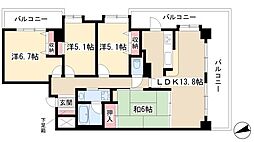 ライオンズマンション東別院第3 11階4LDKの間取り