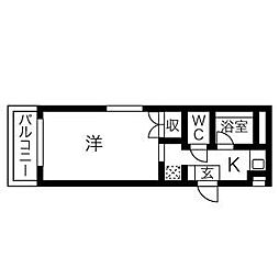 アヴェニュー高畑 1Kの間取図画像
