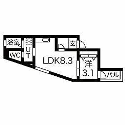 NAGOYA THE NAVYWOOD 3階1LDKの間取り