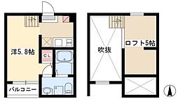 ラヴィータフェリーチェ 2階1Kの間取り