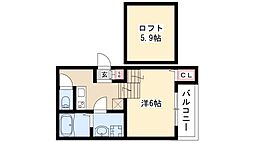 ハーモニーテラス西日置II 1階1Kの間取り