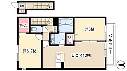 メイポップ 2階2LDKの間取り