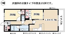 プラウド金山 11階2LDKの間取り