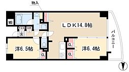 さくらHills富士見 4階2LDKの間取り