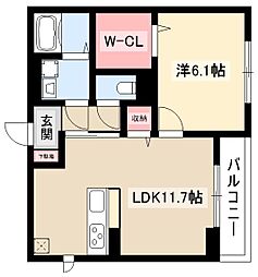 フェリーチェ 3階1LDKの間取り