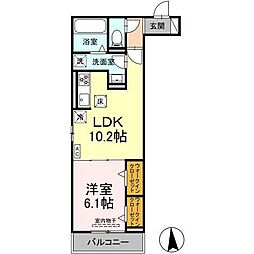 エルドラド 1階1LDKの間取り