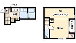 ロレイアム 1階1Kの間取り