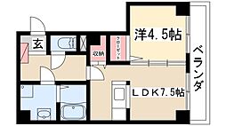 Ｊｕ・Ｊｕ 3階1LDKの間取り