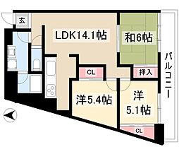 エスポアール荒江 2階3LDKの間取り
