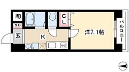スカイコート天塚 1Kの間取図画像