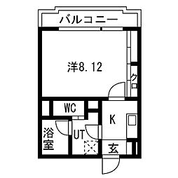 フラシア新栄町 1Kの間取図画像