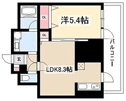 プレミアムコート葵 1LDKの間取図画像