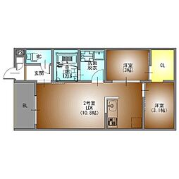 レガリスト森下 2LDKの間取図画像