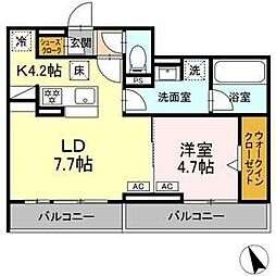 名古屋市中川区荒江町アパート 1LDKの間取図画像